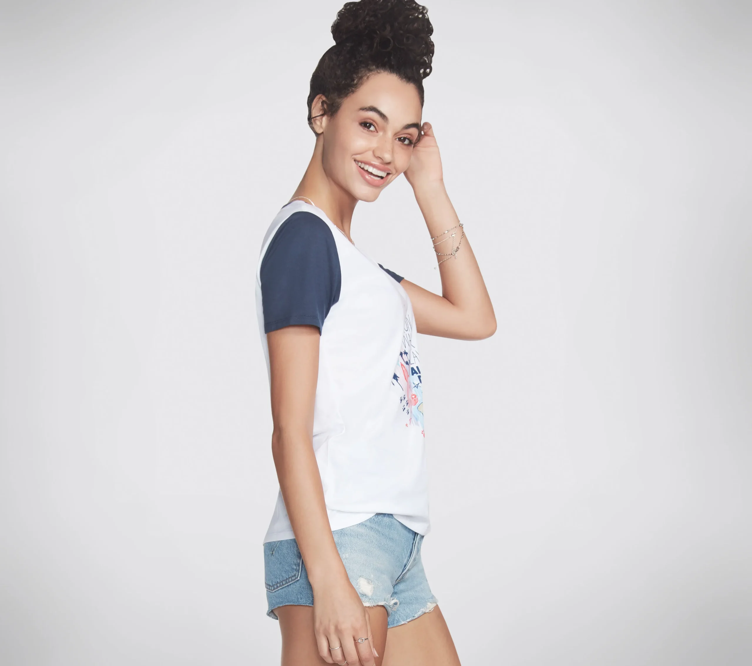 SKECHERS BOBS Apparel Run Walk V Neck Tee Shirt>Mujer Tops Y Partes De Arriba|Tops Y Partes De Arriba