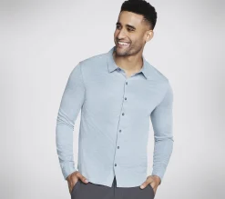 SKECHERS GO DRI Off Duty Button Down Shirt>Hombre Partes De Arriba|Partes De Arriba