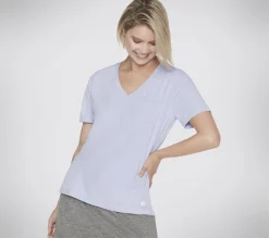 SKECHERS GO DRI SERENE V-Neck Tee>Mujer Tops Y Partes De Arriba|Tops Y Partes De Arriba