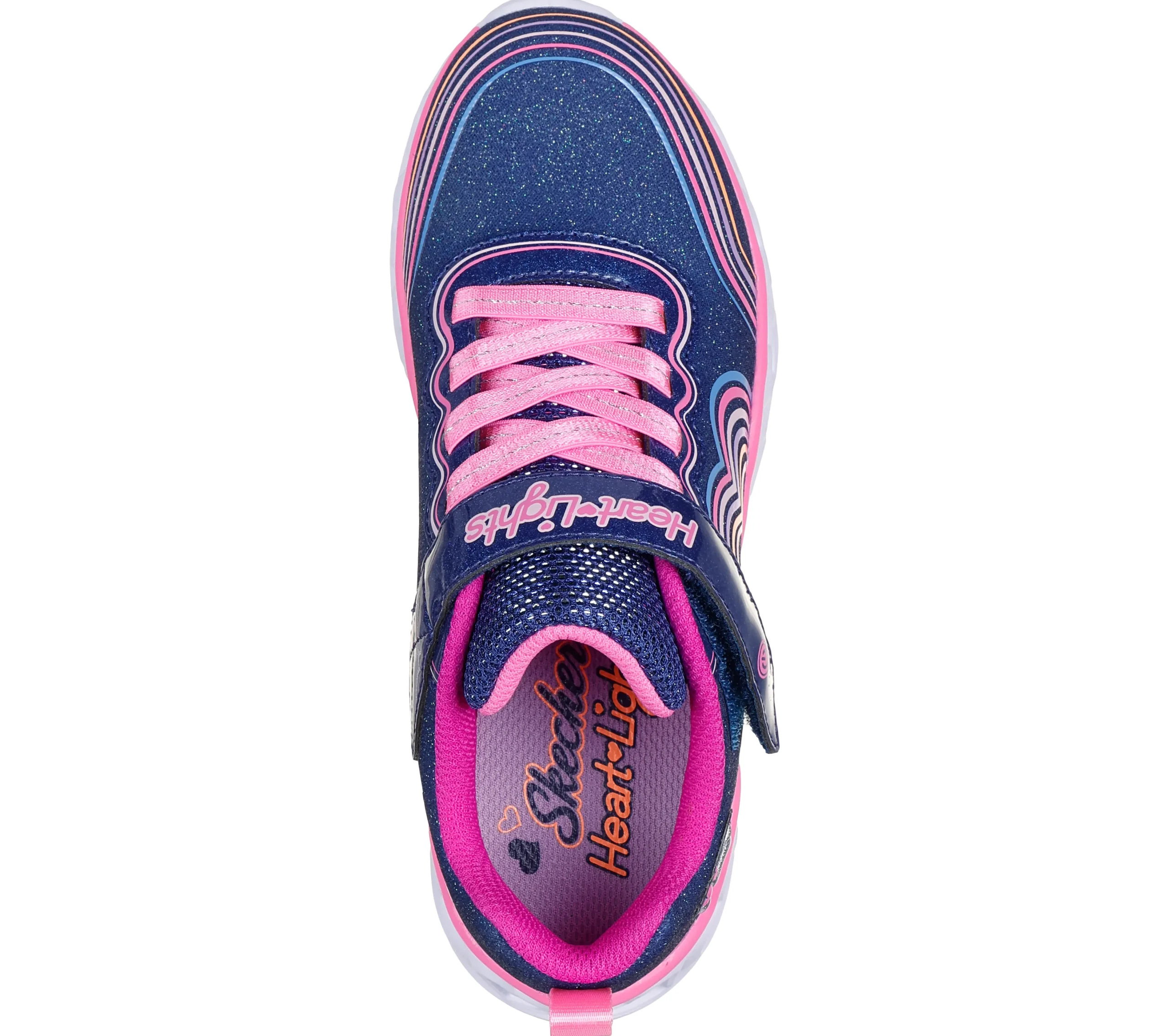 SKECHERS Heart Lights - Retro Hearts>Niños Sin Cordones|Con Luces