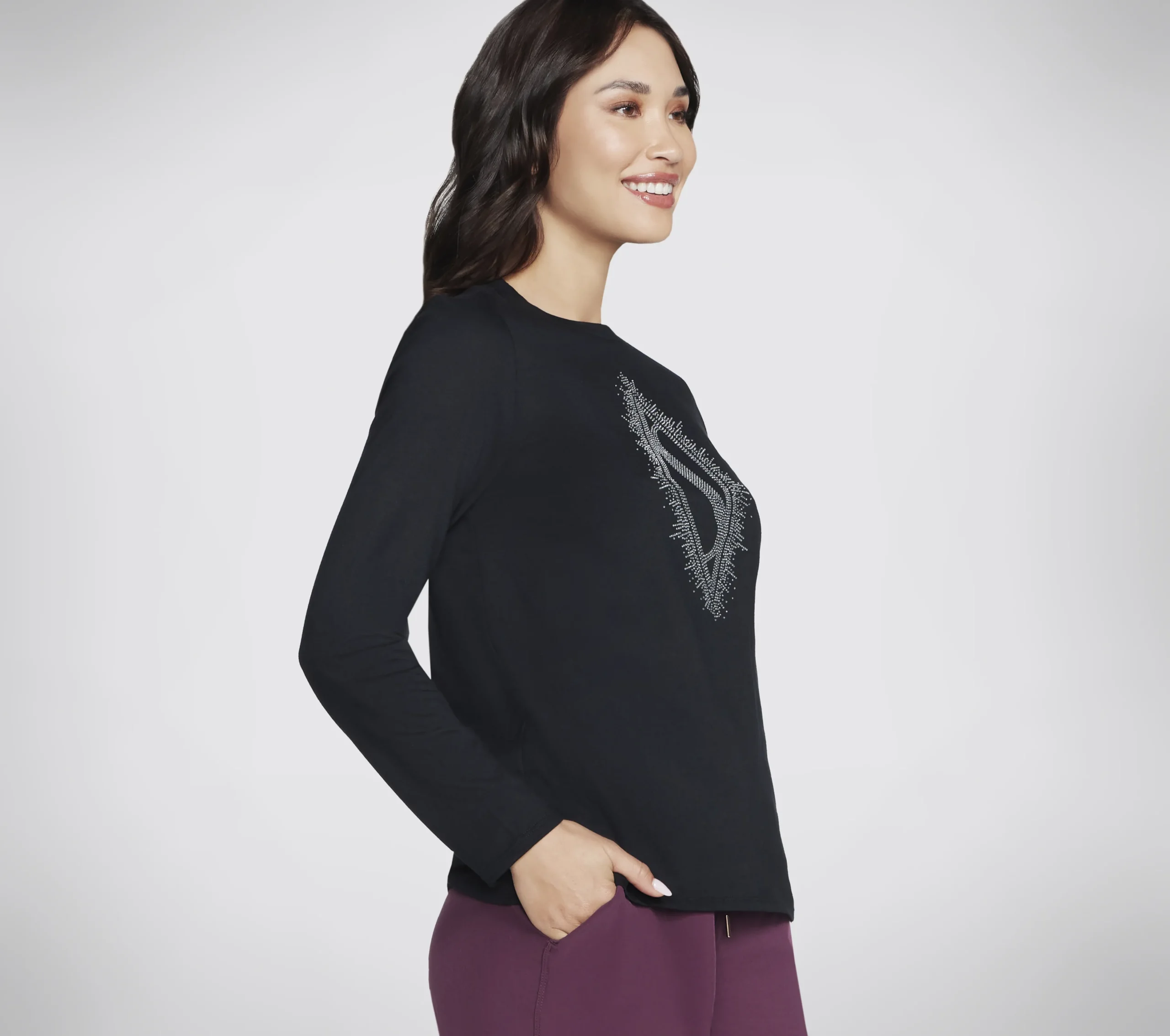 SKECHERS Rhinestone Burst Long Sleeve Tee>Mujer Tops Y Partes De Arriba|Tops Y Partes De Arriba