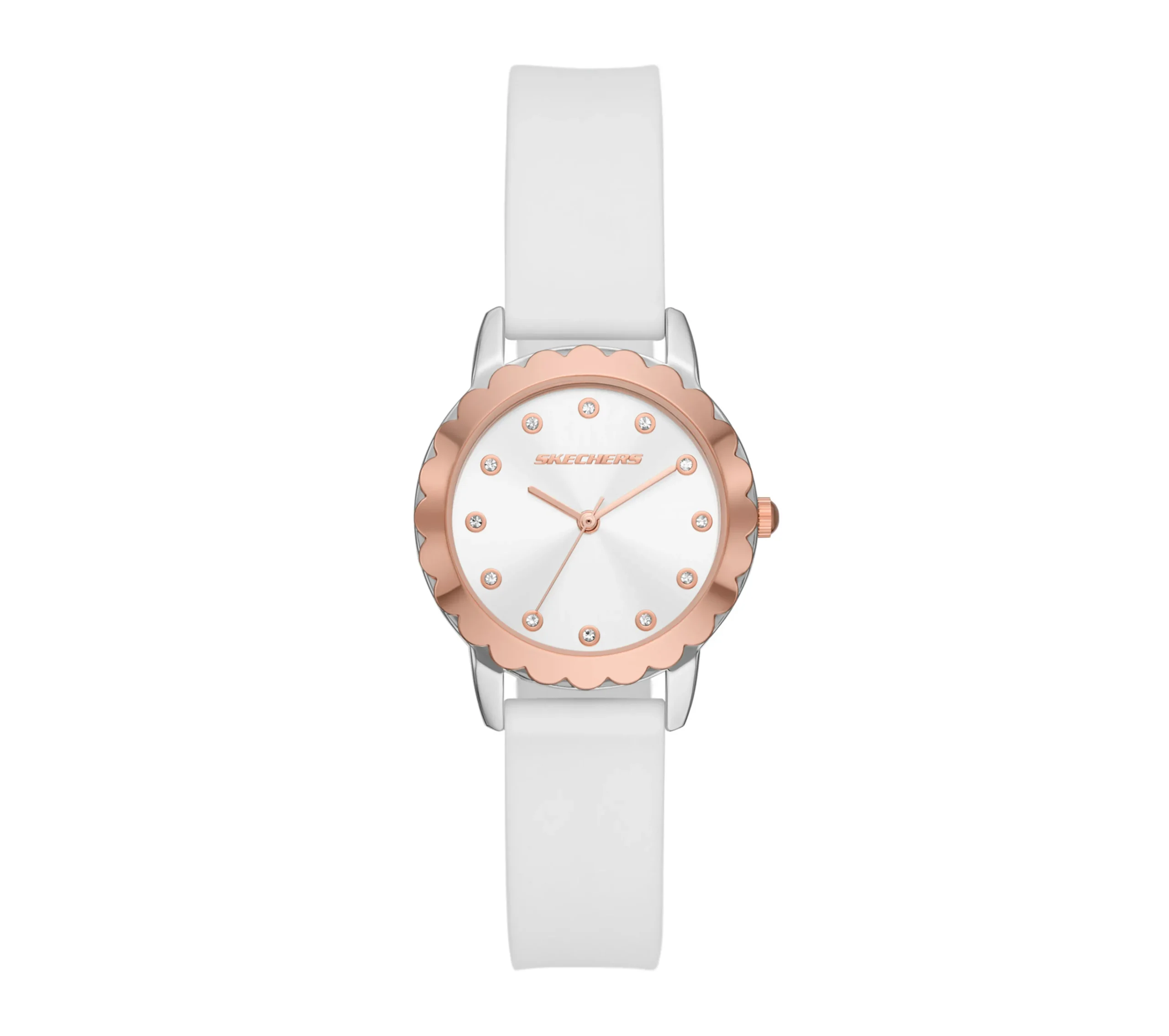 SKECHERS Scalloped Bezel White Watch>Mujer Relojes|Accesorios
