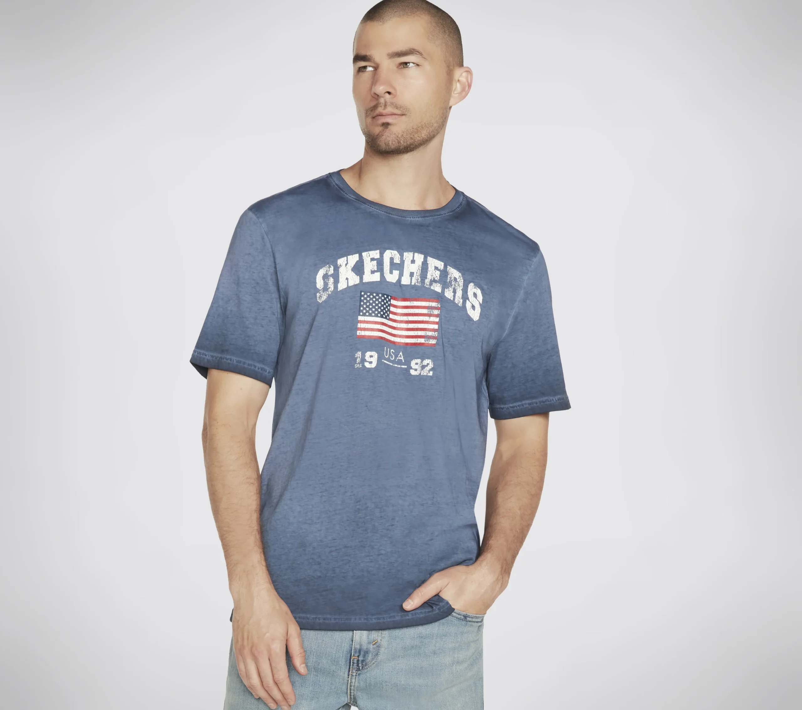 SKECHERS Skech-Dye Americana 92 Tee Shirt>Hombre Partes De Arriba|Partes De Arriba