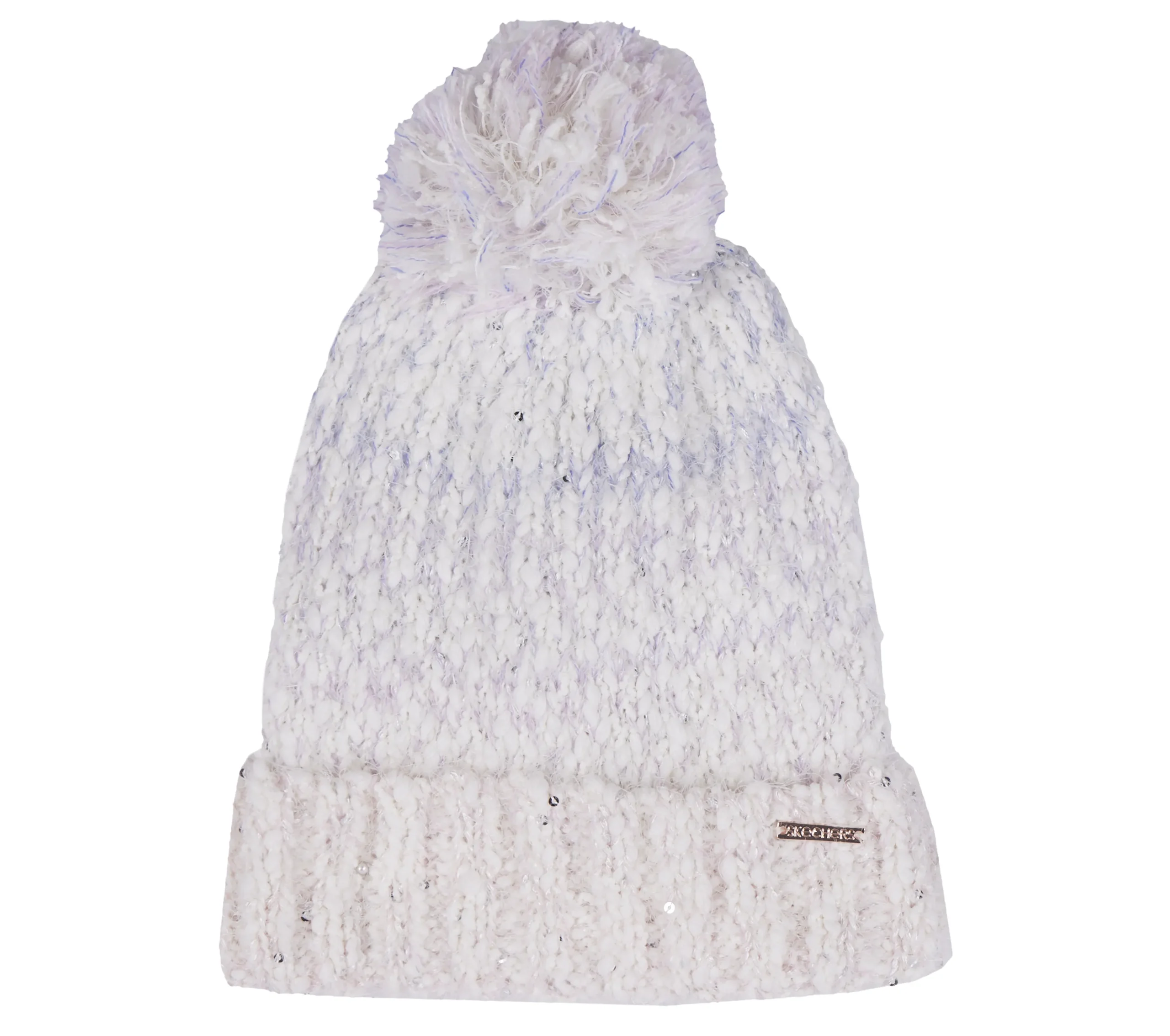 SKECHERS Slub Knit Ivory Pom-Pom Beanie>Mujer Gorras|Gorras
